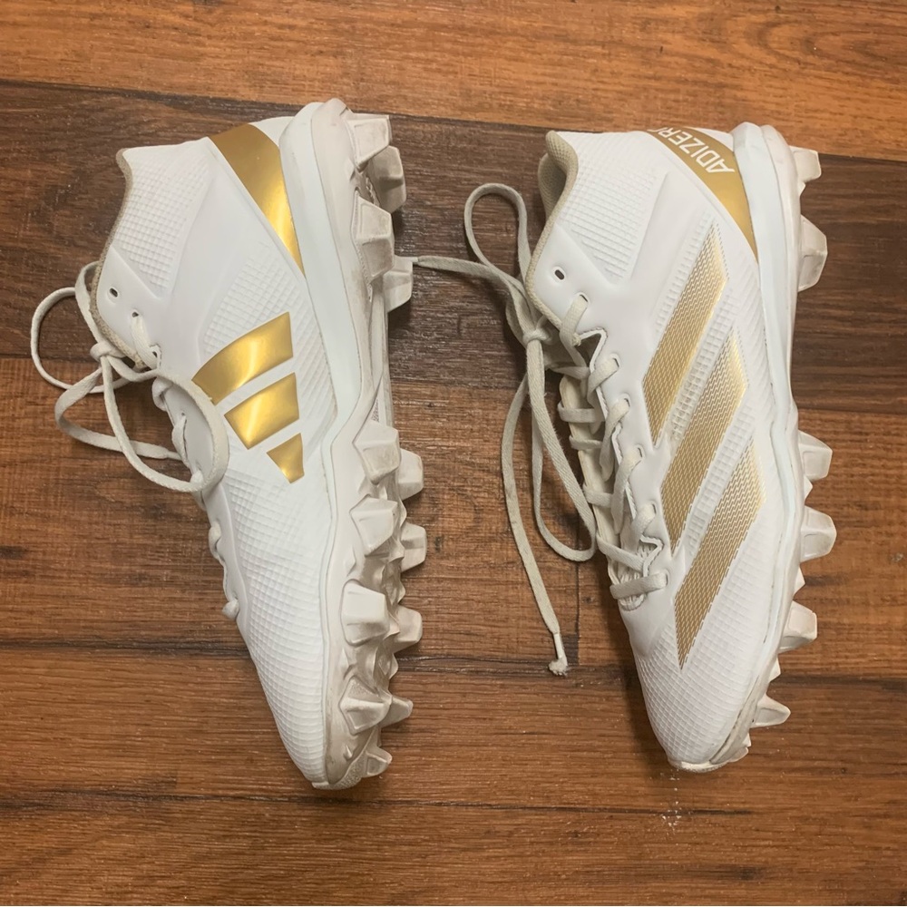 Adidas Men's Adizero Impact.2 American Football Cleats White/Gold Metallic 9.5 - Picture 4 of 9